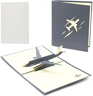 Pop-Up Karte Flugzeug Geburtstagskarten, 3D Gutscheinkarte für Flug, Reise Geschenk, Geburtstagskarte als Reisegutschein, Geldgeschenk für Reisekasse oder Urlaubsgeld