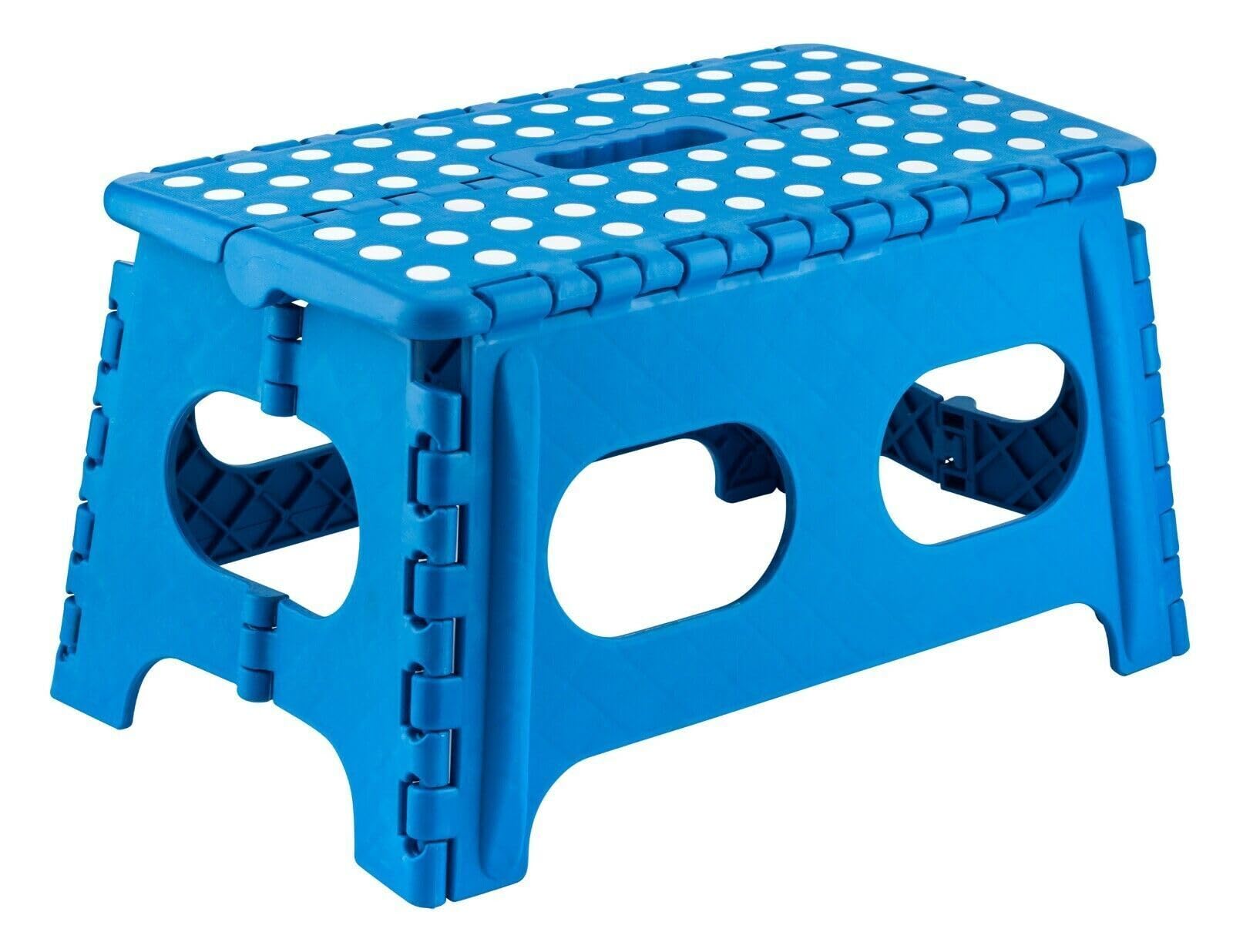Maxperkx Blue 150Kg Folding Step Stool Home Easy Storage Grip Multi Purpose Foldable Stepstool Collapsible Portable Sturdy Lightweight Compact Durable Stool (Blue)
