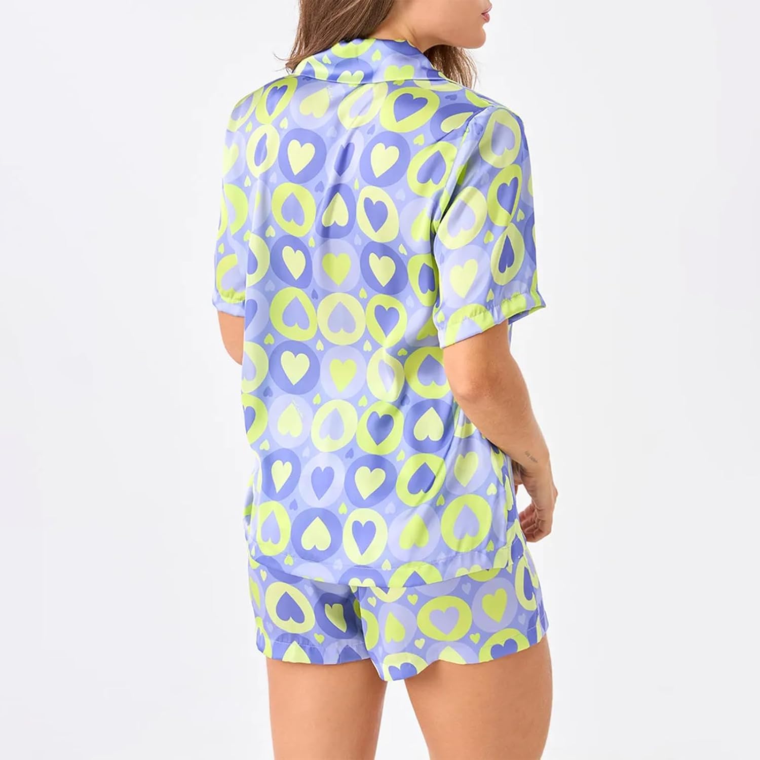 Valentines Pajamas for Women Heart Pajamas Shorts PJs Comfy Button Down Sleepwear Nightwear 2 Piece Sleeping Set 2026 - Image 4