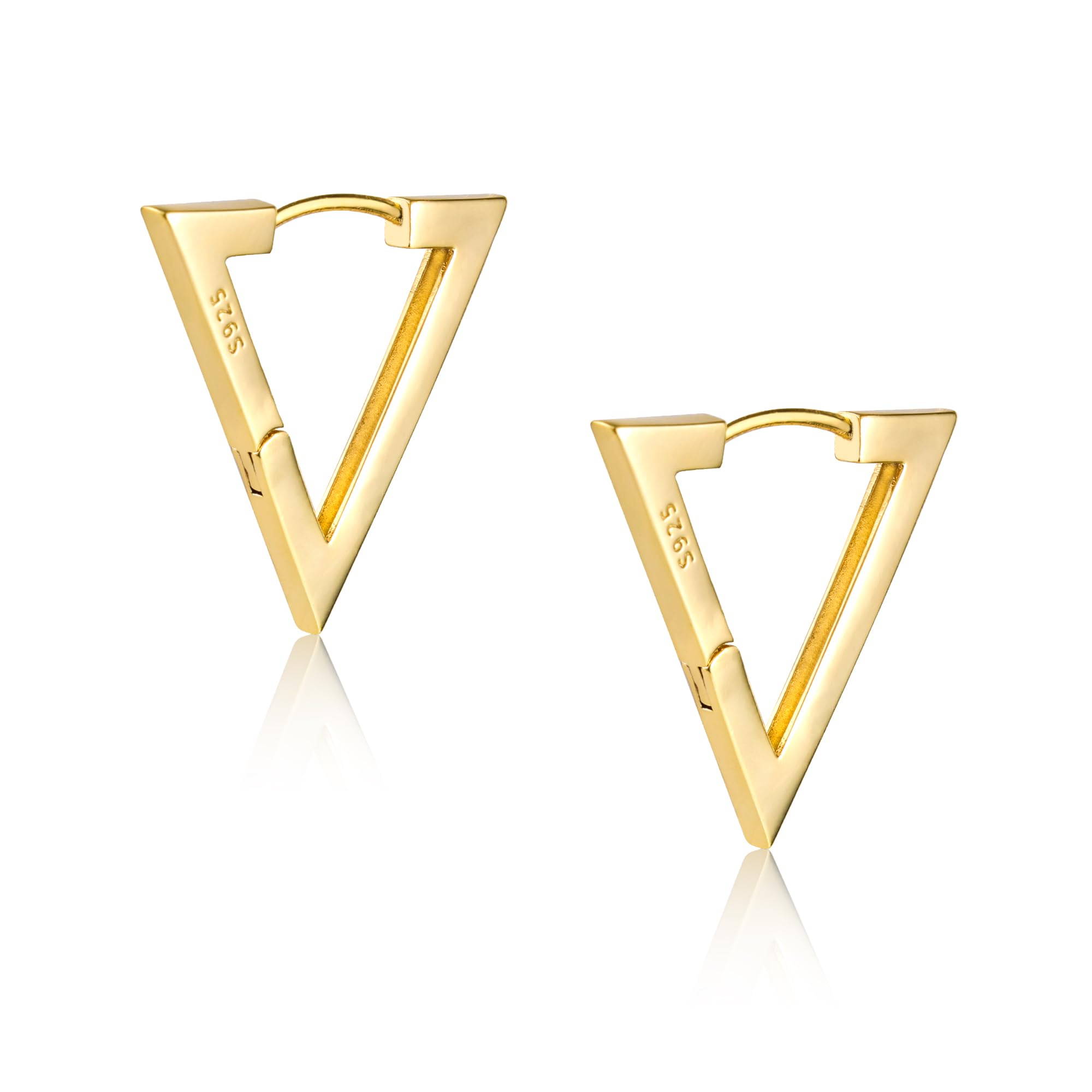 ALEXCRAFT Pendientes Mujer Plata 925 Chapado en 14K Oro Rectangulares Geométricos Minimalistas