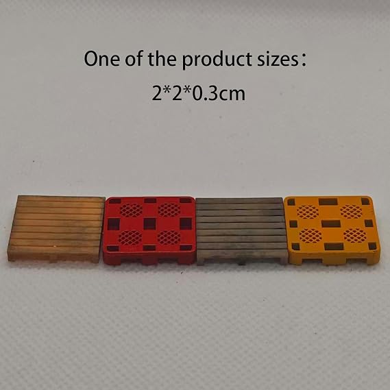 2PCS Random 1/64 Scale Diorama Diecast Car Garage Repair Miniature Wooden Pallets and Plastic Containers Model, Storage Accessories Prop for Warehouse Diorama Display, 2x2x0.5cm
