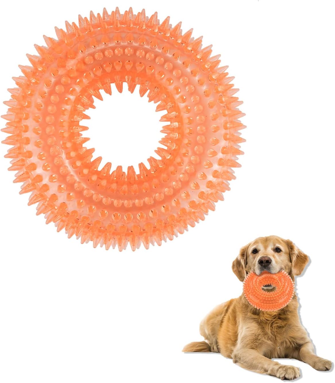 Juguete para Perros Mordible y Sonoro Andiker, TPR, Limpieza Dental, Naranja Pequeño