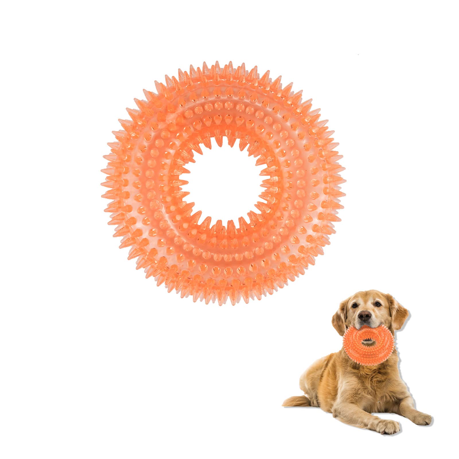 Andiker Squeaky Dog Toy, TPR Chewable Dog Toys for Teeth Grinding&Cleaning Dogs Fetch Toys for Enhancing Interactivity Outdoor Suitable for All Dog