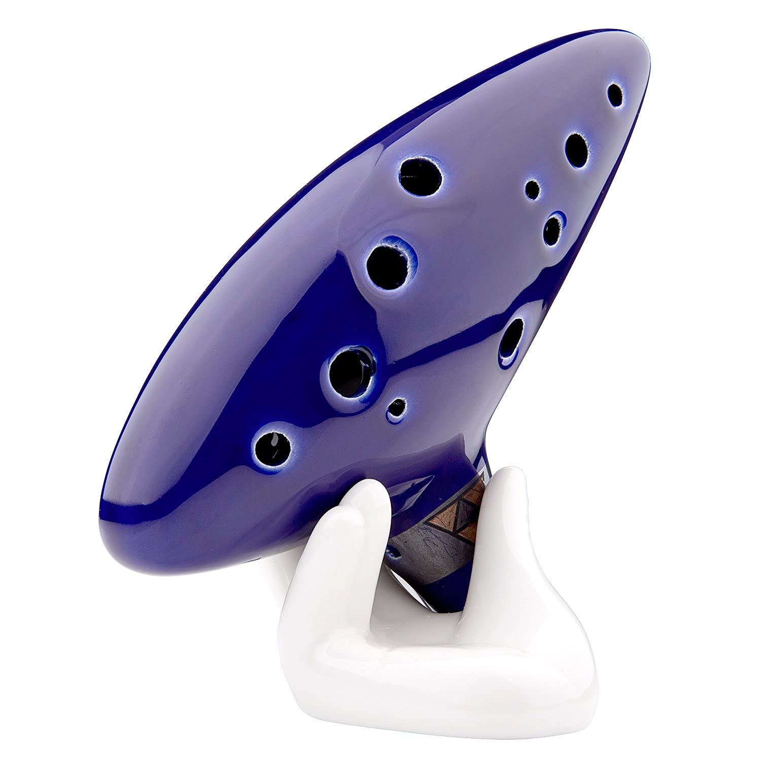 Czemo Zelda Ocarina 12 Trous Céramique Alto C Instrument de Musique, Support Fond Blanc, Corde, Pochette, Livre d’instruction