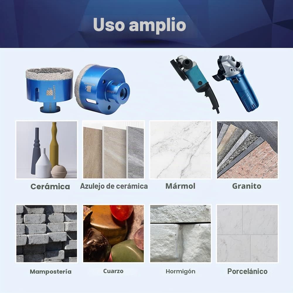 Broca Diamante Porcelanico - 4 piezas 20/35/50/68 mm Corona Diamante Porcelanico para Azulejos Marmol Ceramica M14 Rosca
