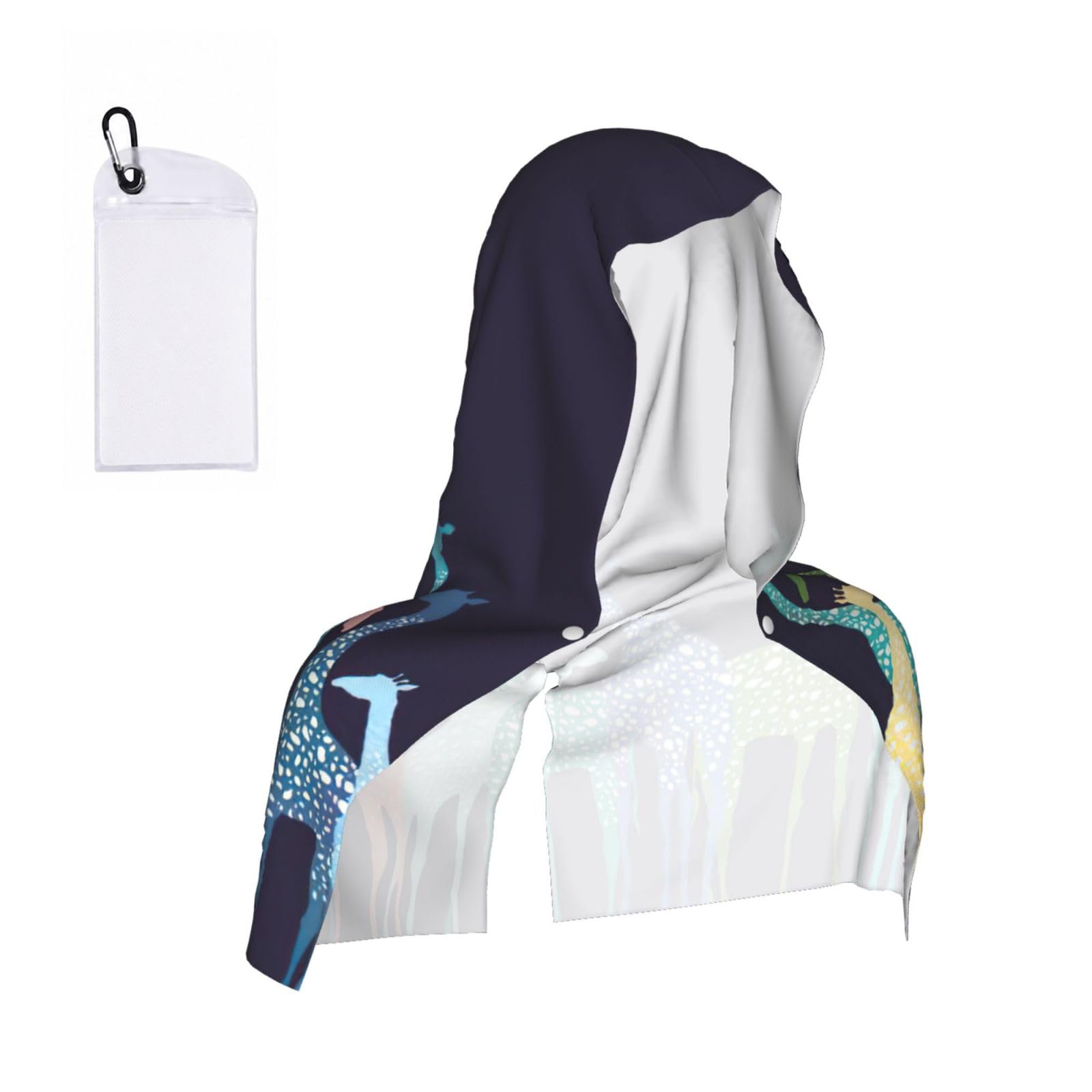 DUWAA Colorful Giraffe Fans Lovers Print Reusable Hoodie Cooling Neck Wrap, Hot Weather Outdoor Sports Workout Head Towel For Stay Chill