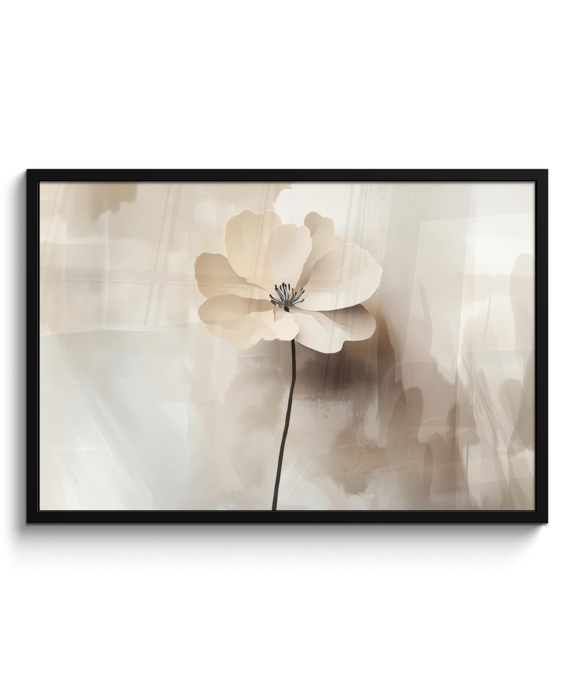 MuchoWow© Cuadros Con Marco 90x60 cm Decoracion Quadro Grande Bedroom Decorativa Listos Colgar Paredes Infantil Comedor Salon Modernos Flor - Beige - Pintura - Sombra