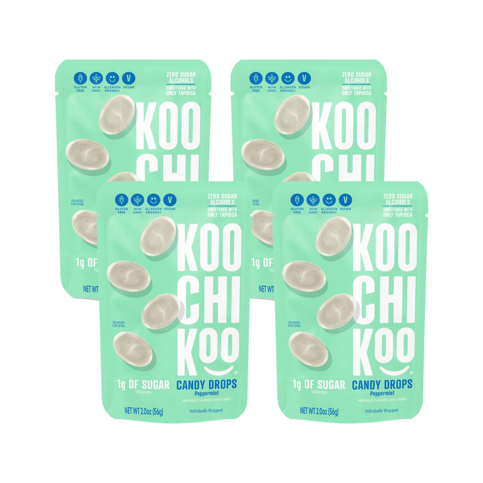 Koochikoo Flavored Candy Drops, Peppermint Flavor, Organic 16-Count (Pack of 4)