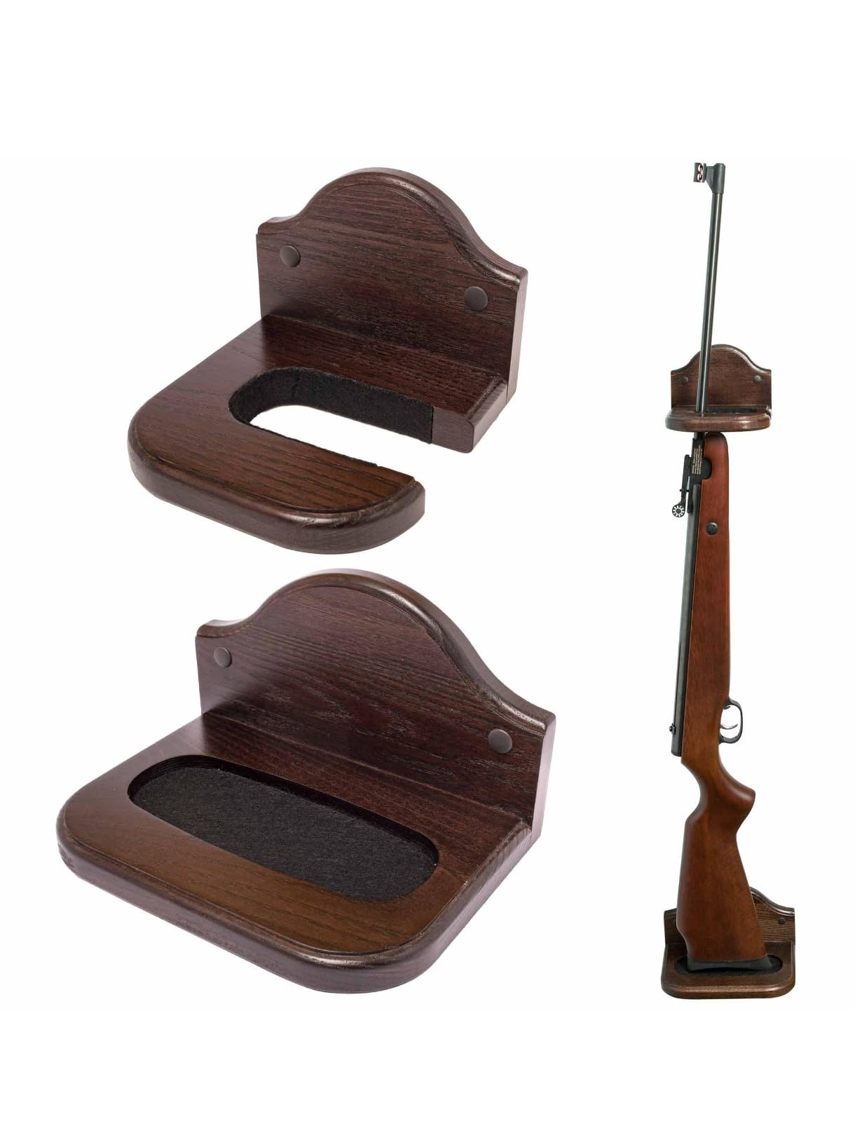 Wooden Rifle Wall Mount Rack Gun Holder Stand – Wall Mounted Shotgun Display Storage Hanger with Protective Padding – Solid Wood Gun Rest for Air Rifle, Hunting Rifle, Shotgun & Firearm Display-image-20