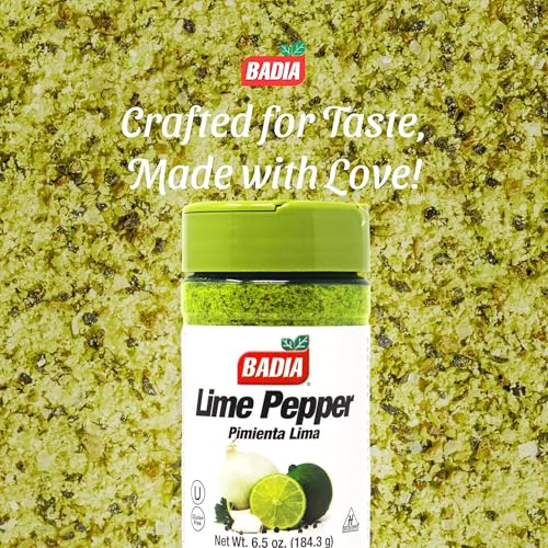 Image of Badia Lime Pepper Seasoning, 6.5 oz - Zesty Citrus Blend | Pepper, Garlic & Onion, Zesty Citrus Blend for Chicken, Seafood & Vegetables