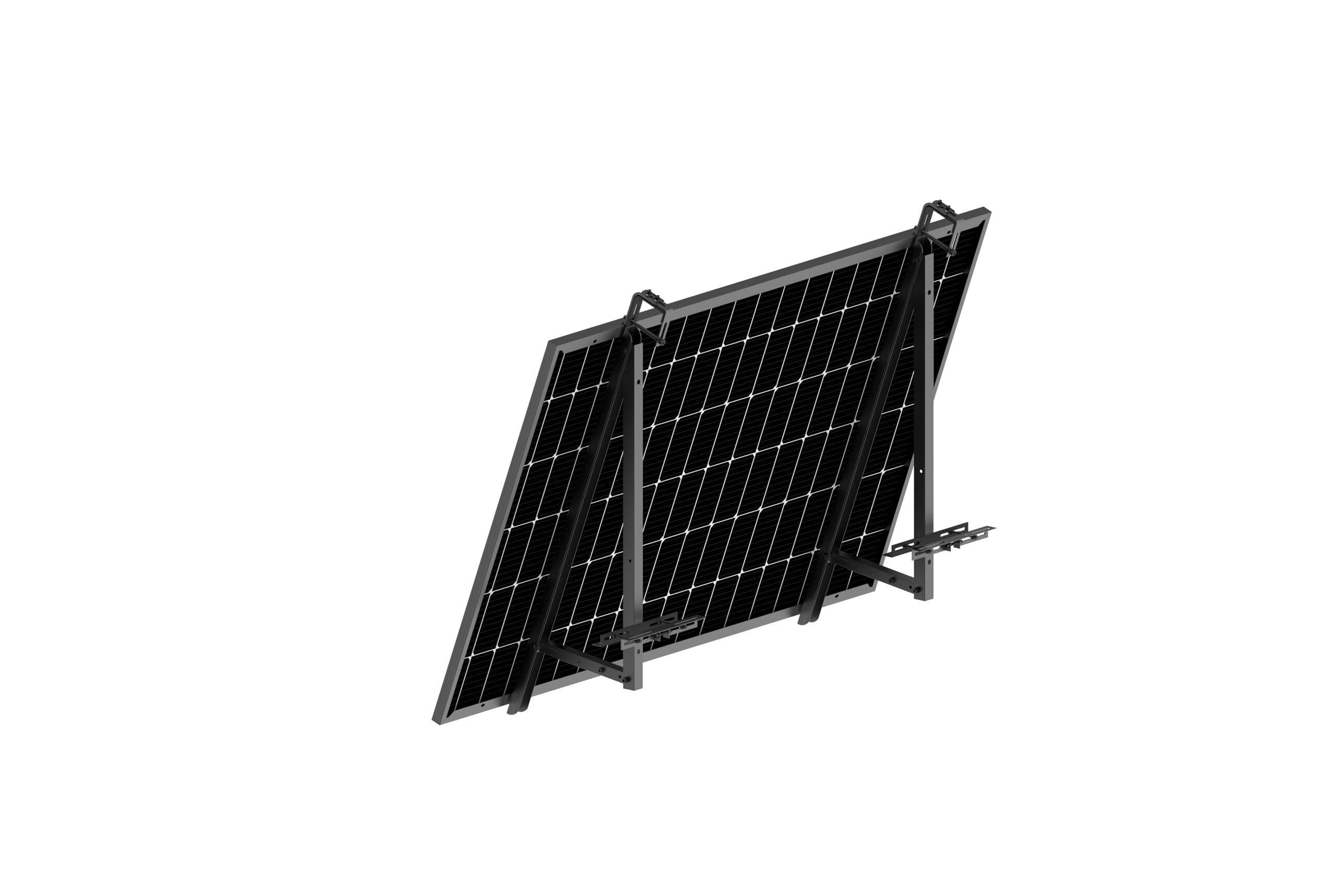 Solarway Balkonkraftwerk Halterung für Solarpanel | Balkon, Geländer, Fassade und Flachdach Befestigung für 2 Solarmodule Halterung Set | Neigungswinkel 15-30° | Schwarz