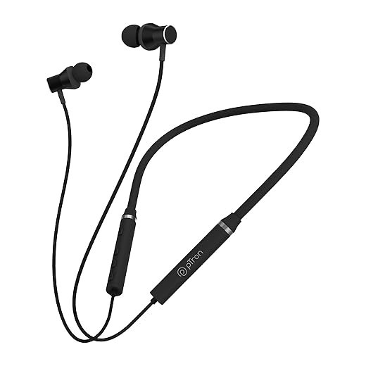 PTron Tangentbeat in-Ear Bluetooth 5.0 Wireless Headphones with Mic, Deep Bass, 10mm Drivers, Clear Calls, Snug-Fit, Fast Charging, Magnetic Buds, Voice Assistant & IPX4 Wireless Neckband (Black)