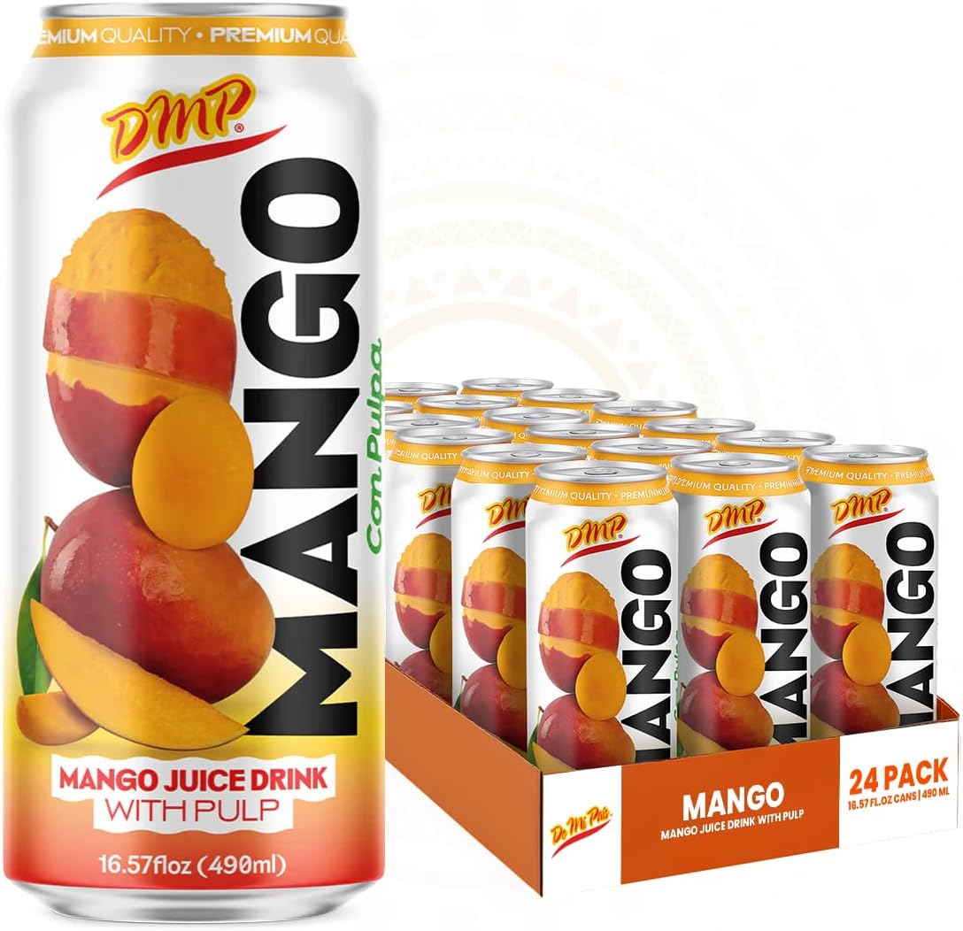 Mango Juice Drink with Pulp – Refreshing Canned Juice with Real Mango Chunks, Naturally Sweet Beverage, Shake Well for Best Taste – 16.57 Fl Oz (24-Pack)