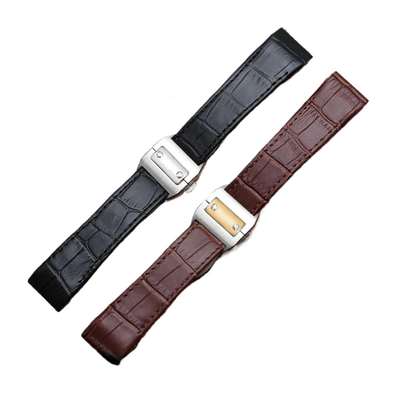 Generisch Genuine Leather Watchband Compatible With Cartier Santos 100 Watch Band Men Women Santos Glue Head Belt Folding Watch Strap 23mm