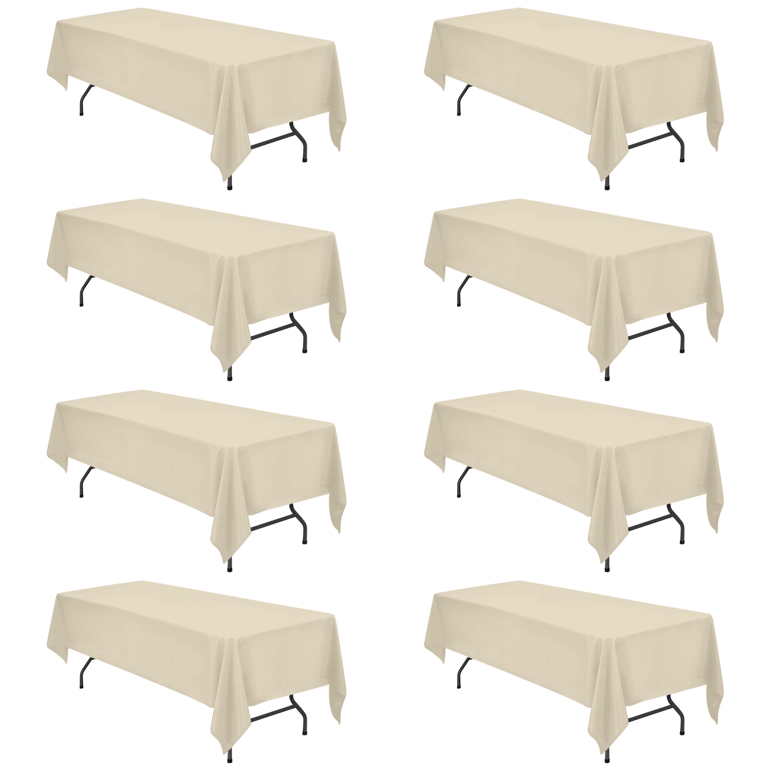 BRILLMAX 8 Pack Beige Tablecloths 60x126 Inch for 8ft Rectangle Tables