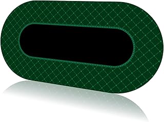 Poker Table Mat | Texas Hold'em Rubber Poker Table Top Poker Topper, Roll Out Portable Poker Table Layout w/Carrying Bag for Poker Games, Blackjack, Casino (Green, Standard Size)