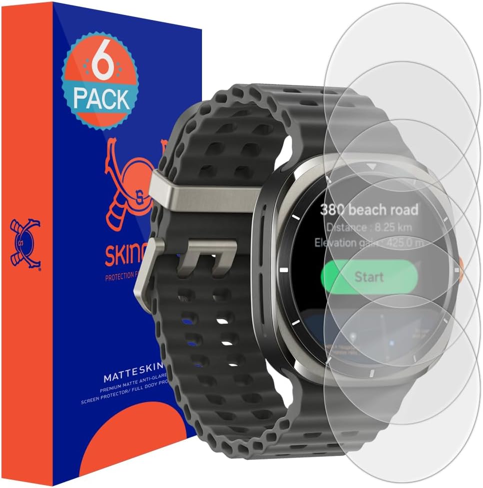 Skinomi Matte Screen Protector Compatible with Samsung Galaxy Watch 7 Ultra 47mm (6-Pack) Anti-Glare Matte Skin TPU Anti-Bubble Film