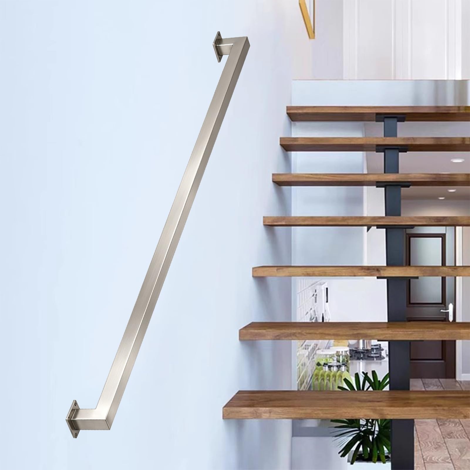 Drsyffsup Handrail for Stairs – Anti-Slip Wall Mounted Safety Stair Railing with Brackets, Indoor/Outdoor Banister Rail for Elderly & Children - Easy To Install(13ft/3.9m)
