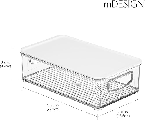 Miniatura 4 de mDesign Caja de almacenamiento de plástico para despensa con tapa y asas integradas, organización para harina, cereales, pasta, arroz o alimentos en