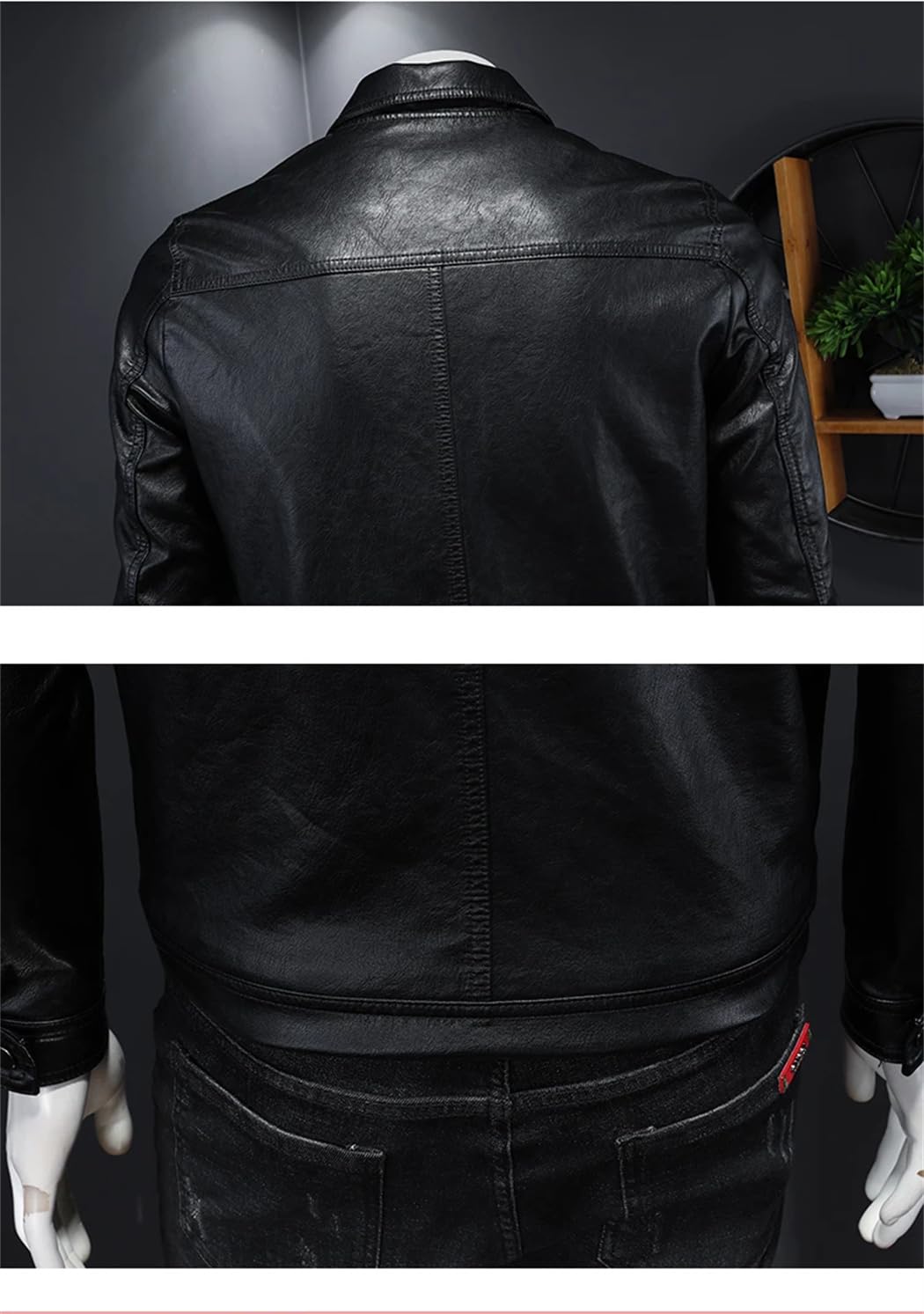 Męska zimowa kurtka ze skóry PU, slim fit, biznesowa, na co dzień, klapa, płaszcz motocyklowy