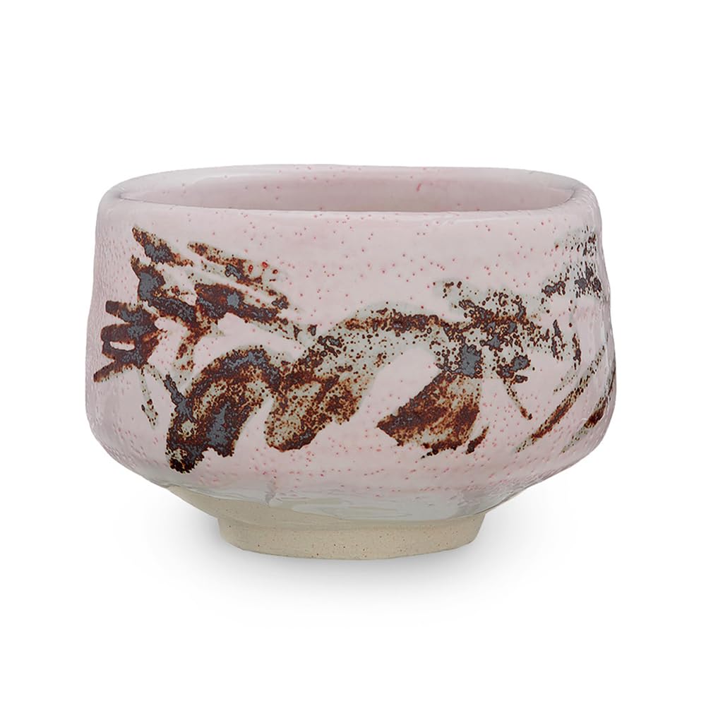 SUGIMOTO TEA - Cherry Blossom Shino Chawan: Authentic Japanese Matcha Bowl | Hand-Crafted Mino-Yaki Design | Elegant Green Gift Box Included | Premium Teaware Experience