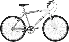 Bicicleta de Passeio Ultra Bikes Esporte Bicolor Aro 26 Reforçada Freio V-Brake Sem Marcha Cinza Fosco/Branco