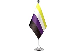 Patriotic and Proud Nonbinary Table Flag with Stand
