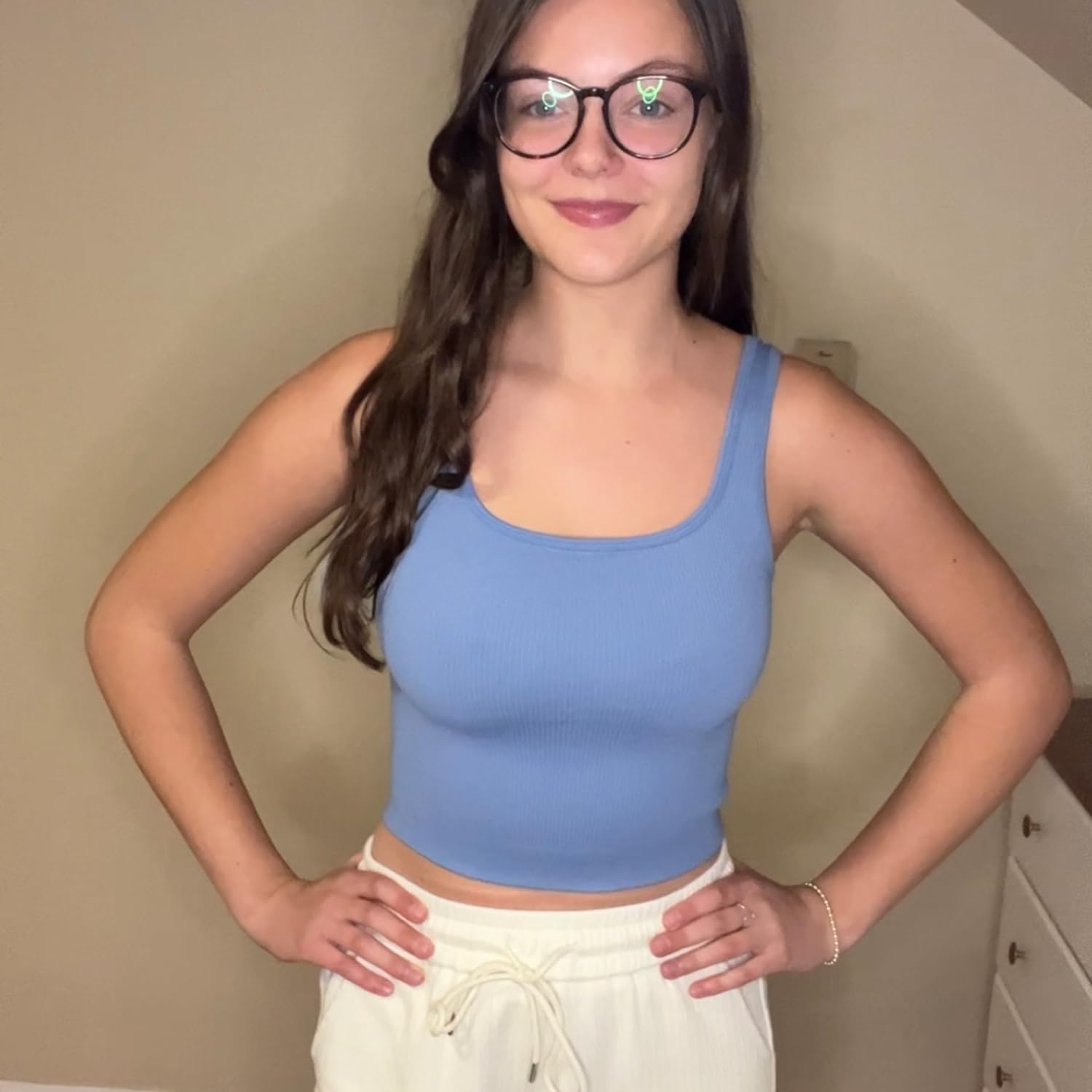 BLUELILY Women's Tank Tops Ribbed Seamless Workout Crop Tops Set Exercise Shirts Square Neck Yoga Tops for Women - Image 4