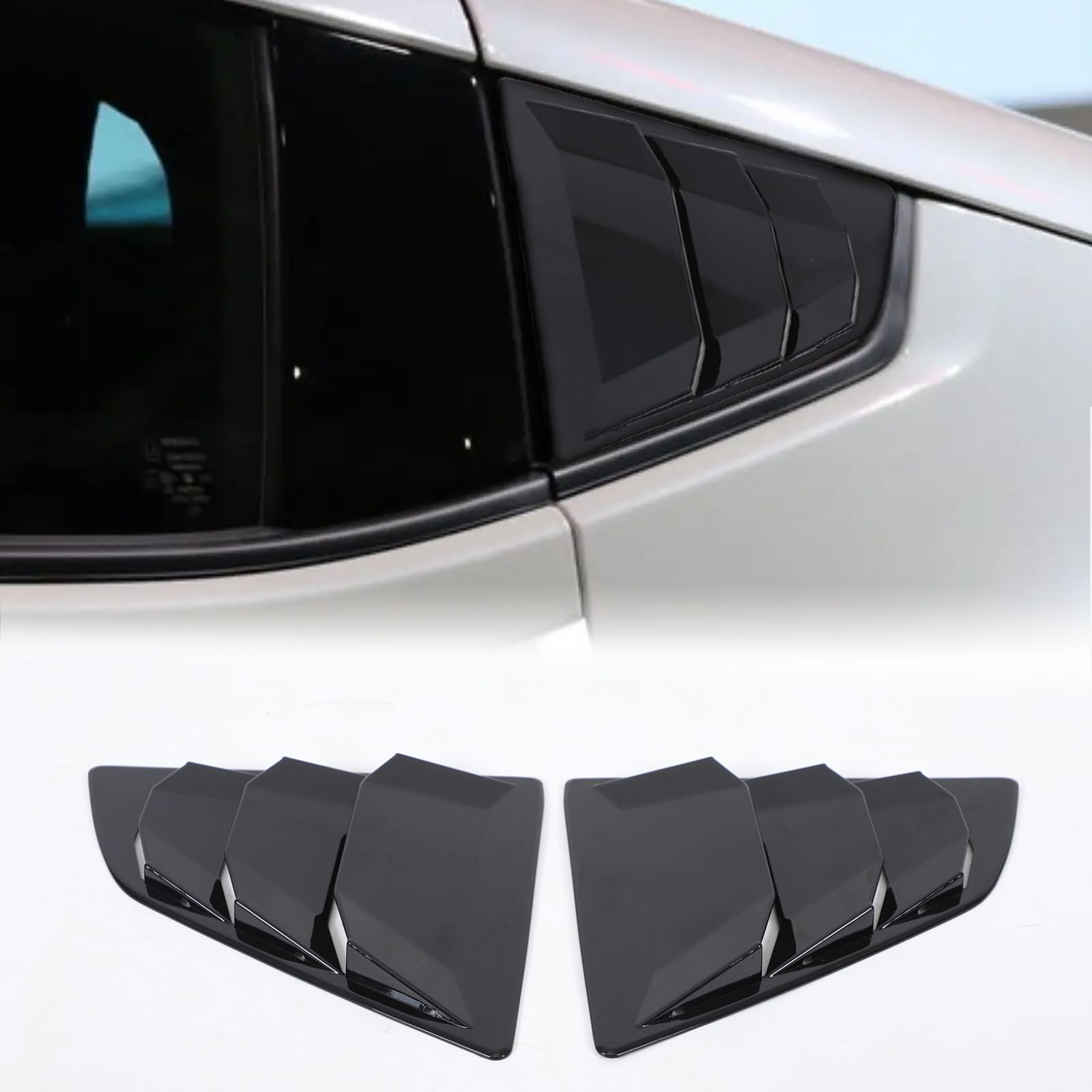 Bekantogy 2PCS Rear Window Louvers Compatible with Nissan 370Z Z34 2009-2020 ABS Rear Side Window Louvers Air Vent Sunshade Scoop Shades Cover Blinds Vent Exterior Accessories (Piano Black)