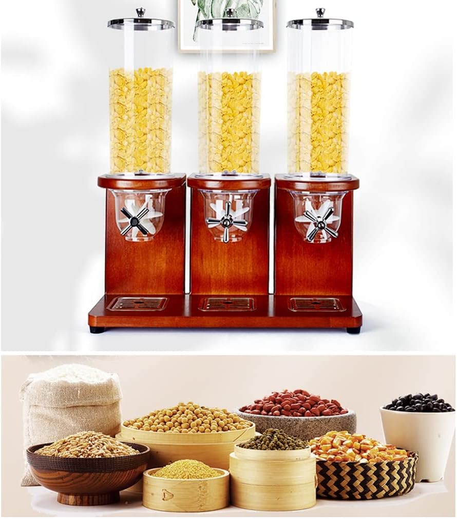 FIFOR Dry Food Cereal Dispenser, Airtight Kitchen Storage, Can Hold Cereal, Small Snack, for Home Office Hotel Commercial Bar,Candy Dstributor with Twist Airtight Cover (Color : Wood, Size : 12L)