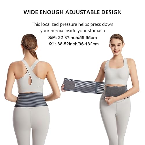 Miniatura 7 de gagaiuco Cinturón de hernia umbilical para hombres y mujeres  Soporte de hernia para hombres con 2 almohadillas de compresión (inguinal, femoral,
