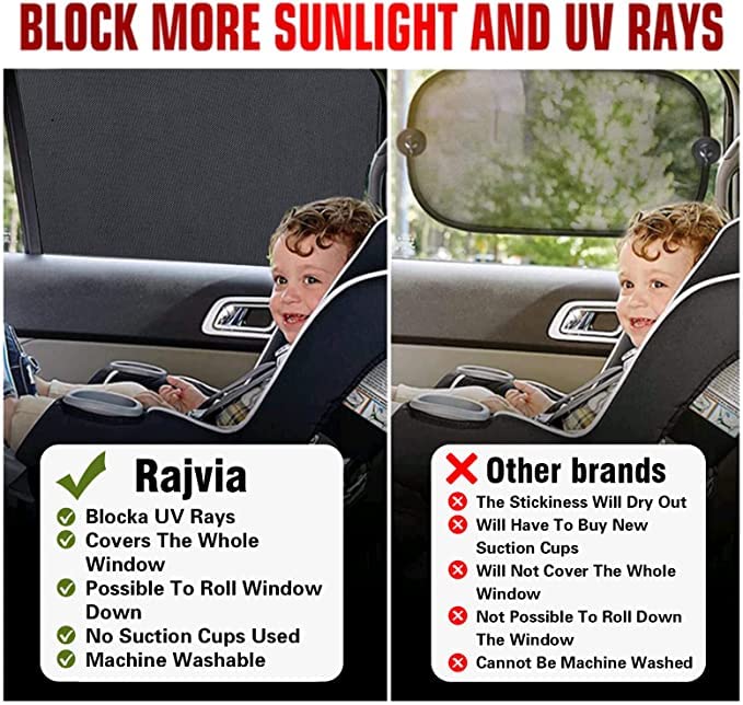 Pare-Soleil Voiture Rajvia 2 Pièces - Protection UV Pour Enfants Et Animaux (Noir XL)