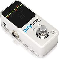 Vista 3 de TC Electronic POLYTUNE 3 Mini Mini Afinador polifónico con múltiples modos de sintonización y búfer BONAFIDE integrado, blanco y cable de conexión