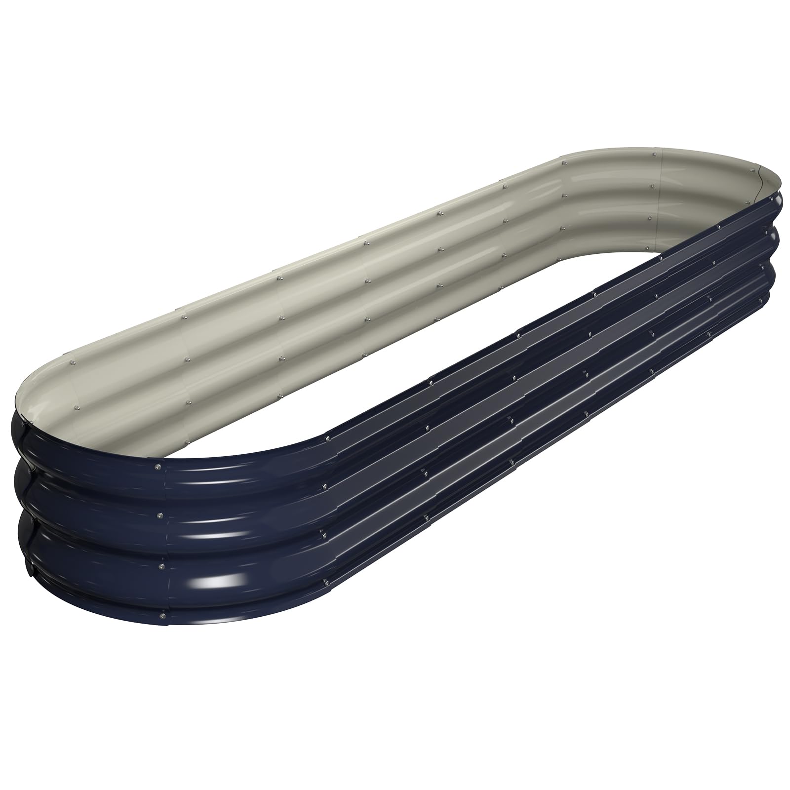 Winpull Raised Garden Bed Kit, 8x2x1 ft Galvanized Planter Box Outdoor, Oval Large Metal Raised Beds for Gardening Vegetables Flower Herb (Navy Blue)
