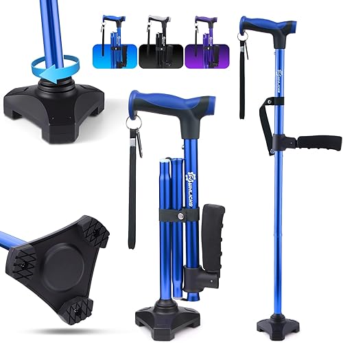 Adjustable Walking Cane for Women & Men for Stability, Self Standing Cane with Second Handle for Standing, 350lbs Heavy Duty Foldable Collapsible