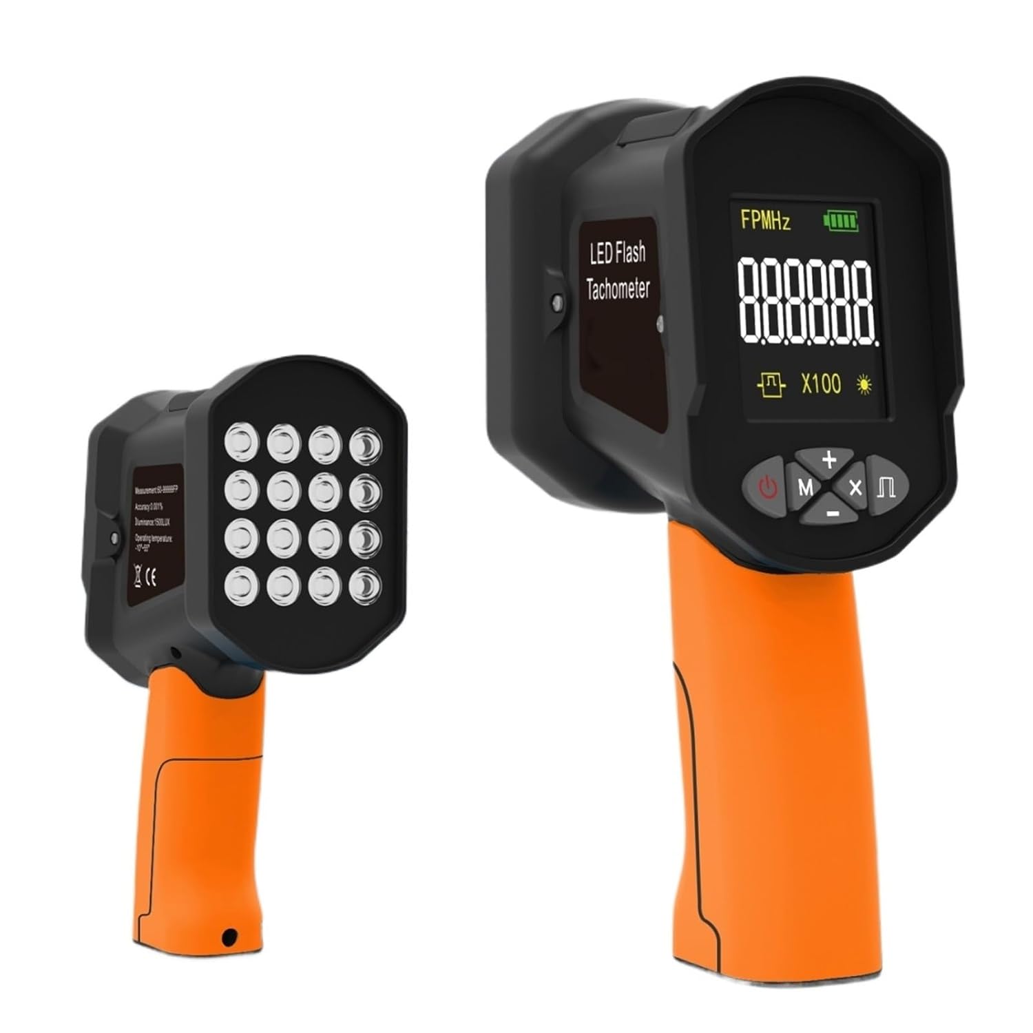 8000B LED Flicker Tachometer, Digital Tachometer, Handheld Tachometer, 1500LUX Illumination, for Speed Measurement