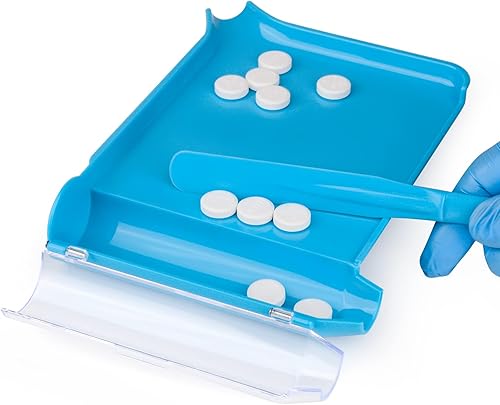 Miniatura 2 de SimCoach Bandeja de conteo de píldoras, contador de pastillas para mano derecha con espátula (azul claro)