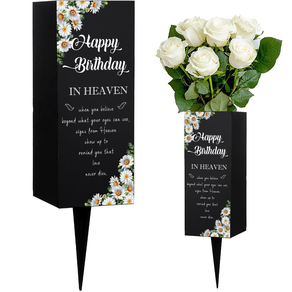 Cadeau de condoléances unique avec le vase funéraire Happy Heavenly Birthday