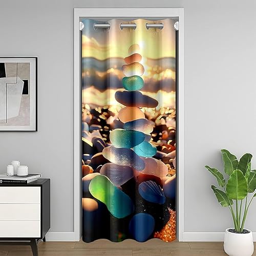 Miniatura 7 de jejeloiu Radio Boombox - Cortina para puerta de privacidad de 52 x 80 pulgadas, 1 panel retro para radio, armario, cortina para sala de estar, Azul