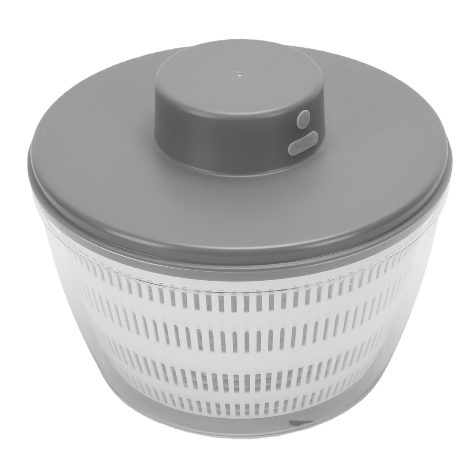 Greensen Ensalada Eléctrica Spinner, ABS PP Recargable Frutas Verduras Lavadora y Secadora, 4L Doble Capa Desmontable Tazón, Carga USB para Cocina Casera Preparación de Ensalada Familiar (GRAY)