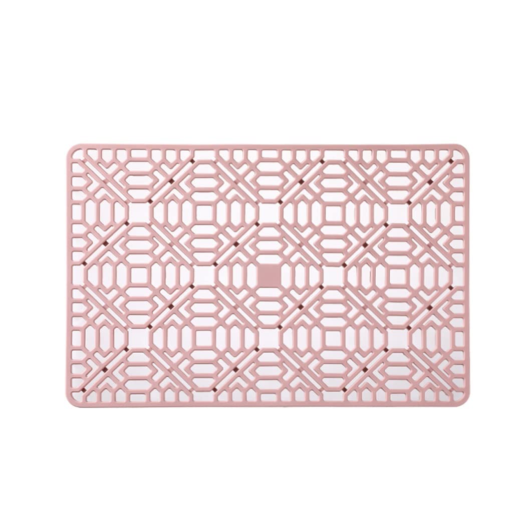 VUIKLCty Silicone skeleton mat kitchen sink mat draining board dishwasher sink non-slip mat multifunctional insulation mat thickened dish mat(Pink)