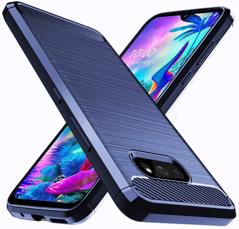 Image of NPRC Hybrid Ultra Slim Protective Case TPU Non-Slip Carbon Fiber Texture Shockproof Case Cover for Lg G8X - Blue