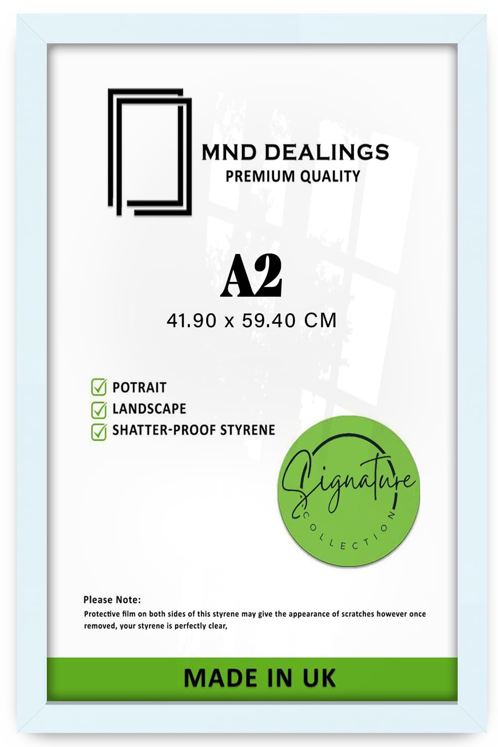 Mnd Dealings White | Flat Style 23 Inch X 16 Inch Poster Frame | Crystal Clear Perpex Wall Decor - For Certificates, A2 (41.90 X 59.40 Cm) Artwork- [ ]