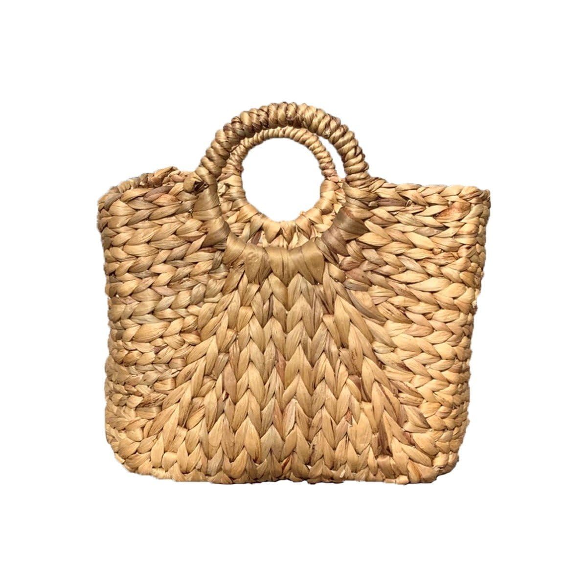 CASÂME Cesto in Giacinto d'Acqua con Maniglie - Cesto portaoggetti in fibre naturali - portaoggetti per camera da letto, soggiorno, colore naturale, dimensioni: 46 x 27 x 27 cm