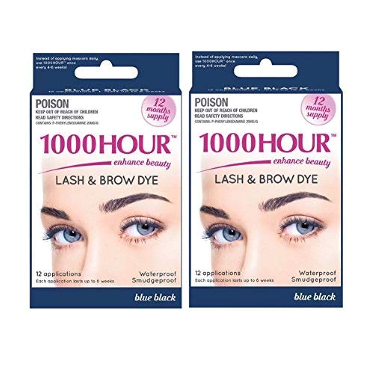Combo Pack! 1000 Hour Eyelash & Brow Dye / Tint Kit Permanent Mascara (Blue Black & Blue Black)