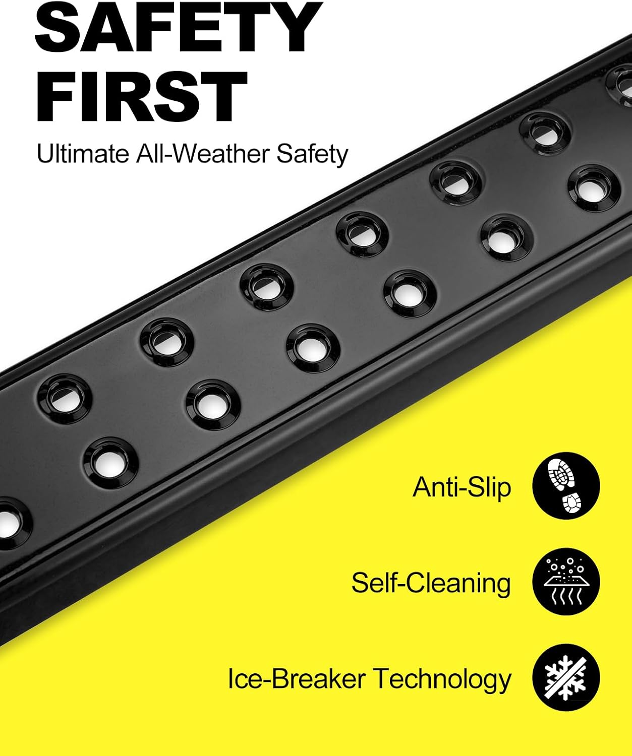 15" x 12" All-Steel Truck Step, Heavy Duty Perforated Anti-Slip Surface, Universal Galvanized Truck Bed Ladder for Semi Trucks, Flatbeds, Trailers, and Service Vans (Black)