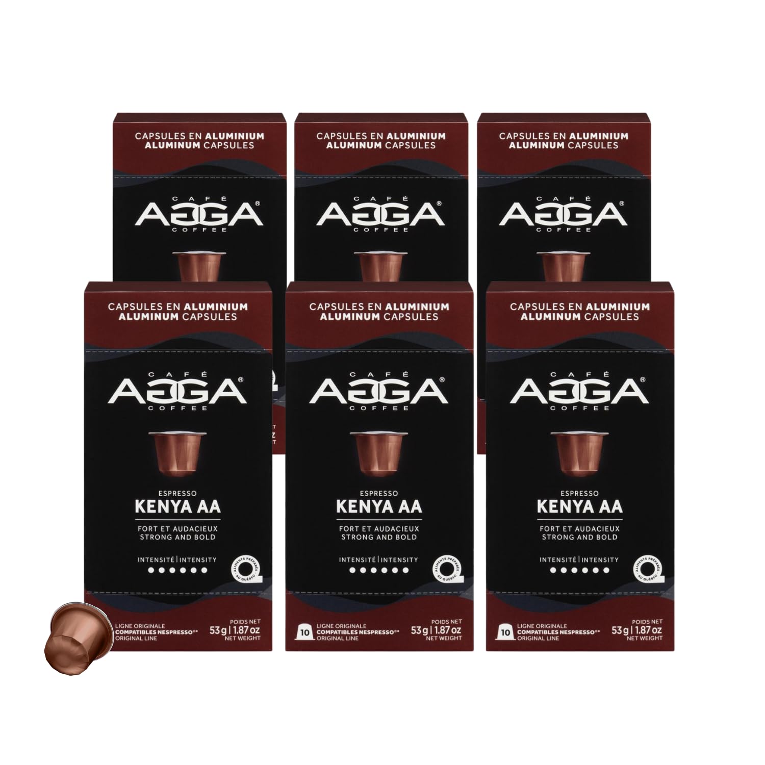 Agga Coffee - 60 Coffee Capsules - Espresso - 100% Arabica Bean - Compatible with all Original Line Machines (60 Capsules, Kenya AA)