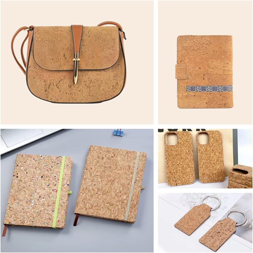 9 Pcs Soft Natural Texture Cork Faux Leather Sheets A4 Size Thin Real Cork DIY Crafts Fabric for Earrings Handbags Wallets Handicraft Accessories