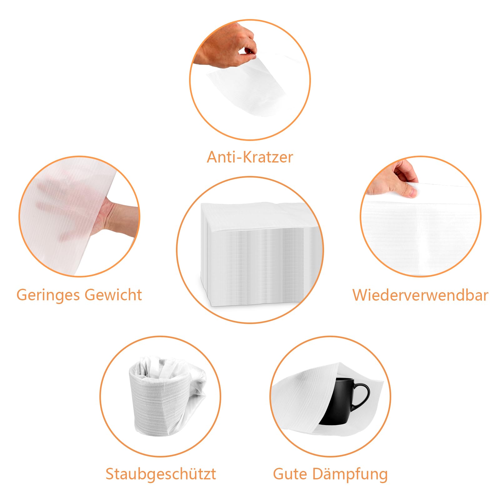 100 Stück Verpackungsmaterial 33x33cm Schaumfolie Umzugsmaterial Luftpolsterfolie Umzugskarton Schaumstoffverpackung Umzug Kartons Verpackung Schaumstoff Beutel für Glas, Möbel, Porzellan, Geschirr