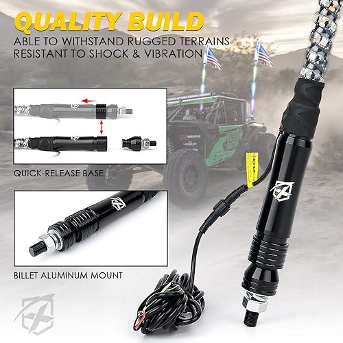 Miniatura 5 de Xprite Luz de látigo LED RGBW de 4 pies, control remoto y aplicación, patrón de persecución DIY con luces de freno de giro de frenado y marcha